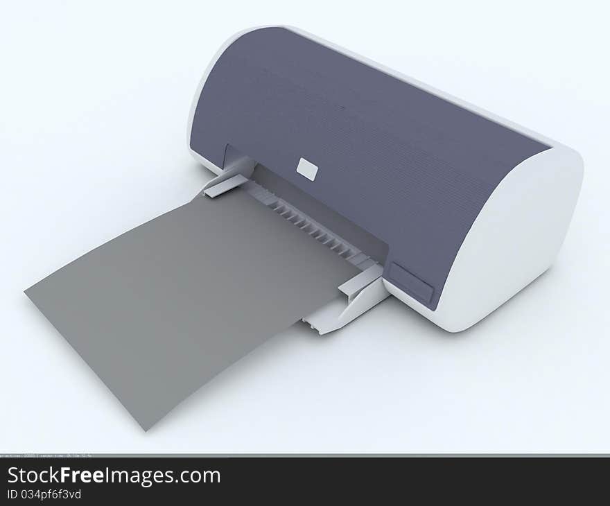 Rendering Laser printer isolated on. Rendering Laser printer isolated on