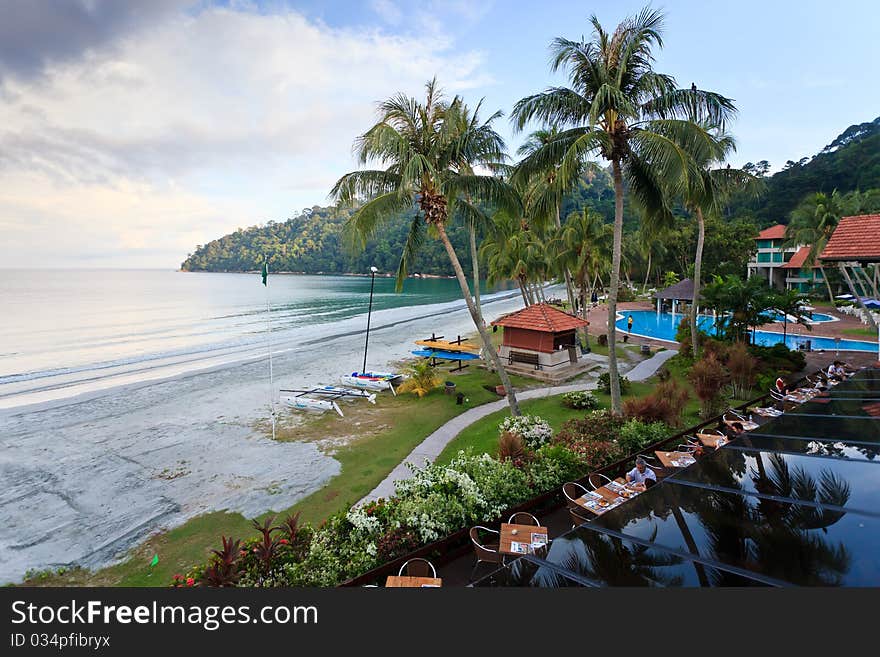 Resort near the beach on a tropical island