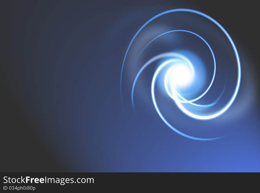 Abstract Swirling light on dark blue, illustration