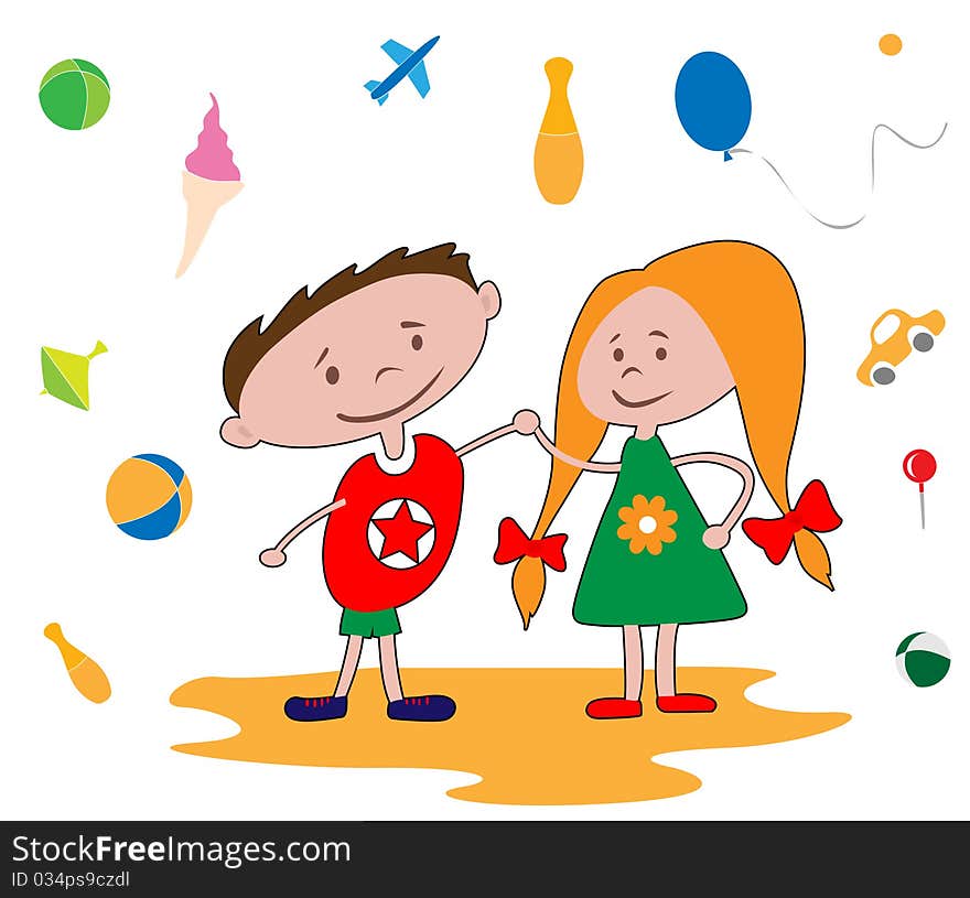 Happy kids playing vector