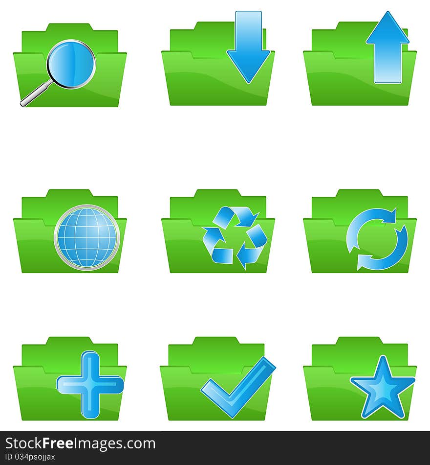 Illustration of folder icons on white background