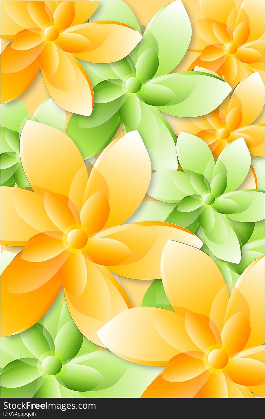 Illustration of abstract flowers with isolated background