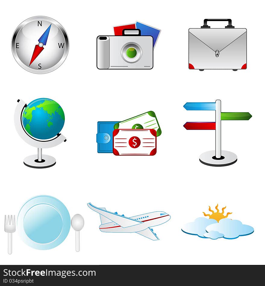 Illustration of various objects and icons on white background. Illustration of various objects and icons on white background