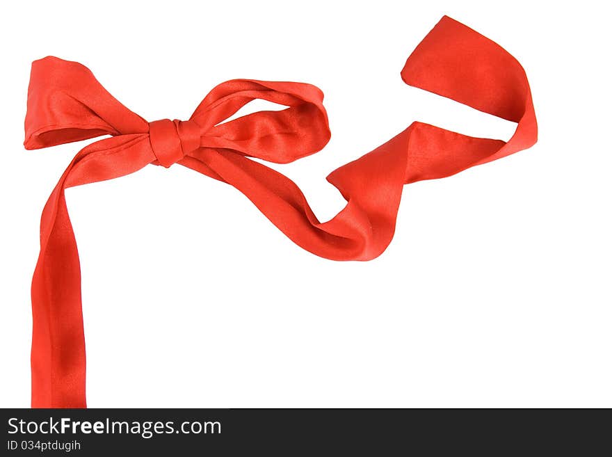 Red bow, is isolated on a white background