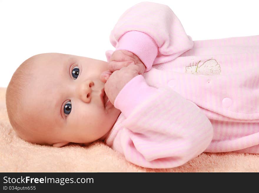 Adorable little babygirl isolated on white