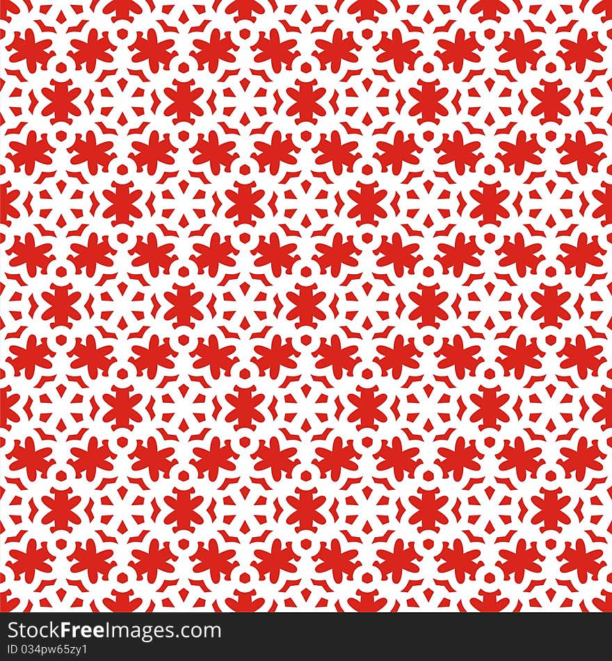 Seamless  with white snowflakes on red background. Vector illustration