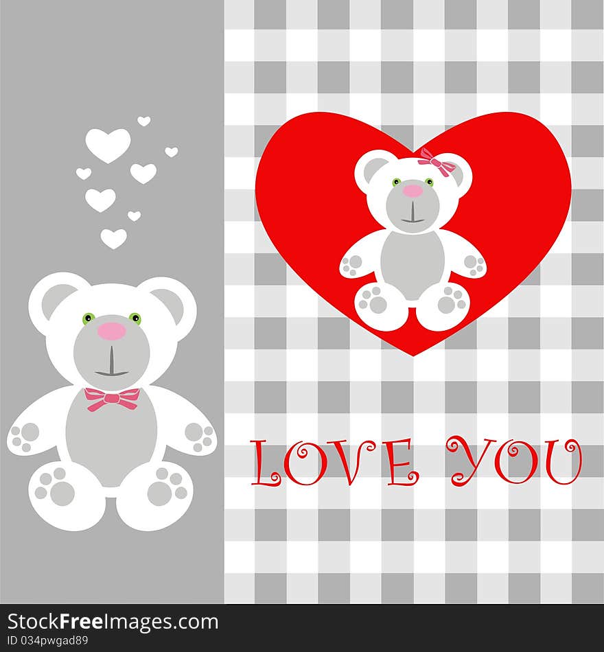 Love message fashion heart vector image, happy teddy, bear, baby. Love message fashion heart vector image, happy teddy, bear, baby