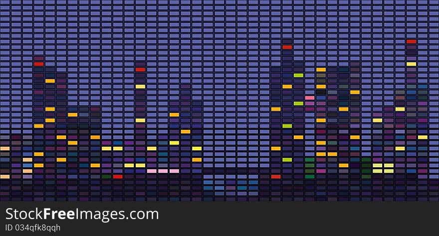 Vector night city from mosaic