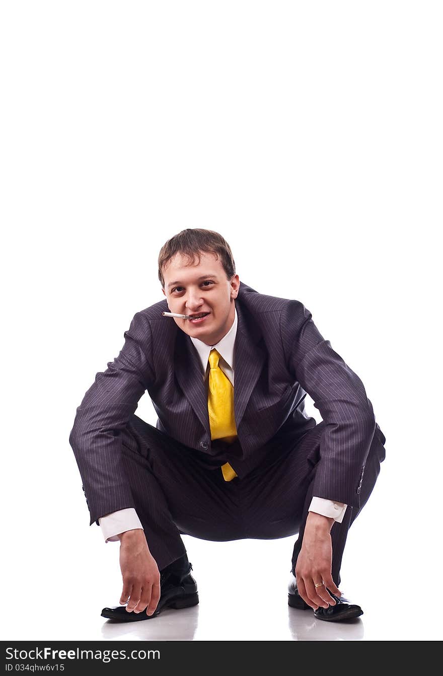 Portrait adult businessman on isolated background