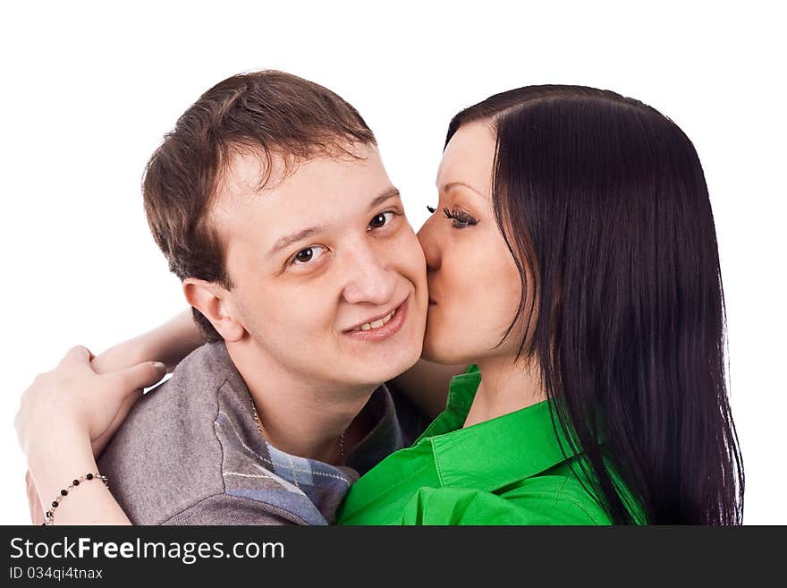 Portrait happy family in isolate background