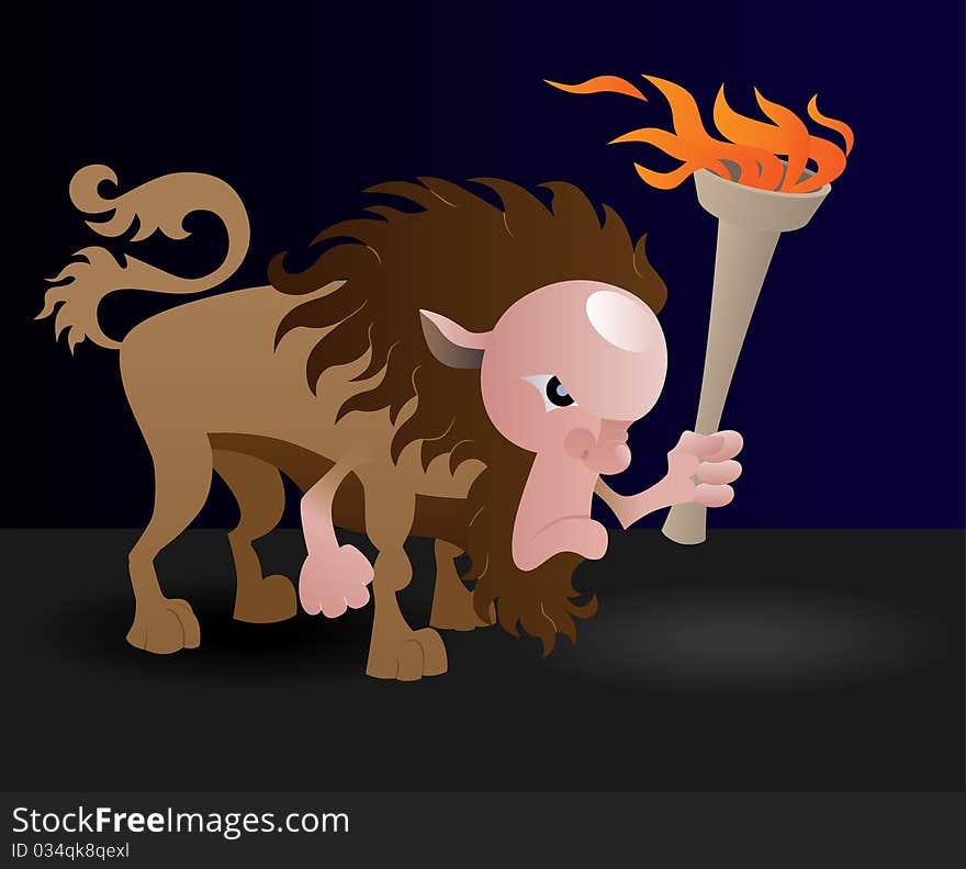 Centaur with torch in the dark. Centaur with torch in the dark