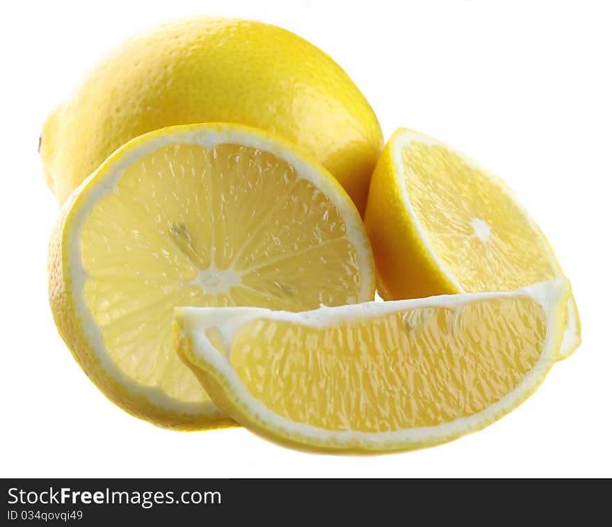 Isolated lemons on white backgrounds