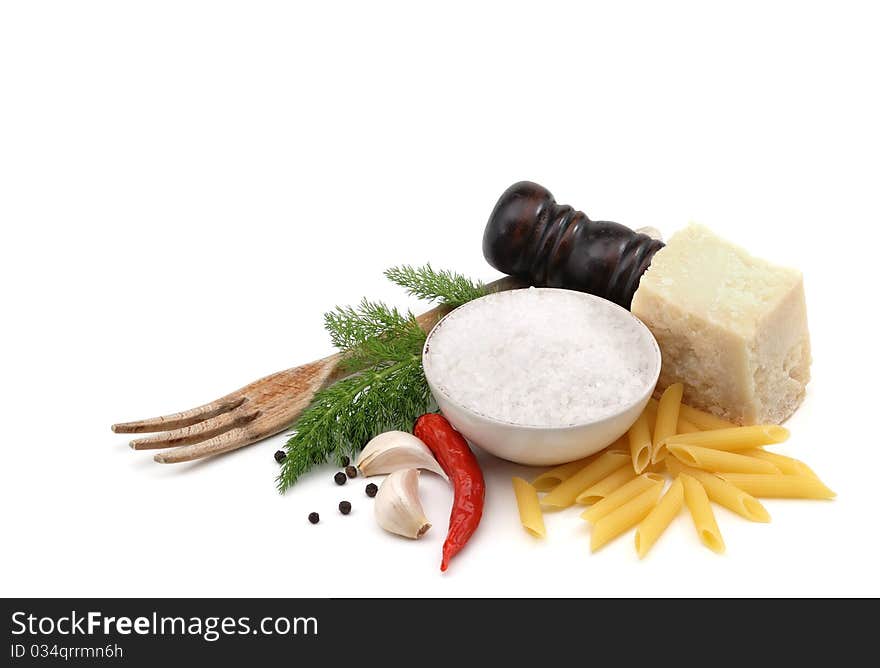 Basic ingredients for a typical italian pasta. Basic ingredients for a typical italian pasta