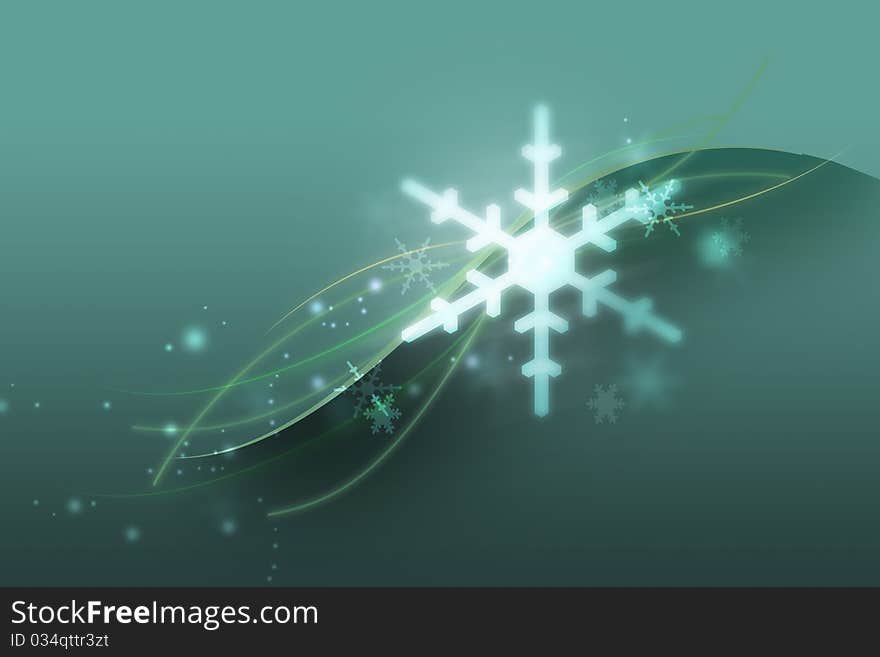 Snowflakes on top of a beautiful blue ethereal background. Snowflakes on top of a beautiful blue ethereal background.