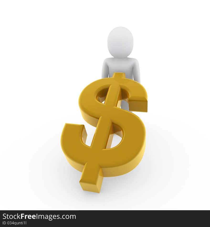 3d human dollar money gold yellow business finance