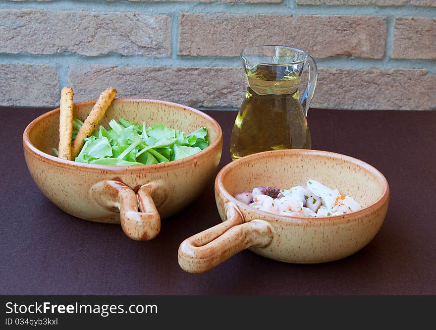 Shrimp and salad