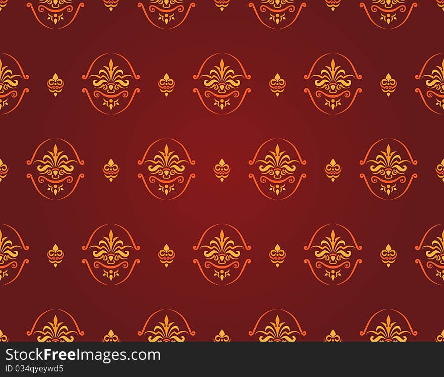 Seamless antique red and gold pattern