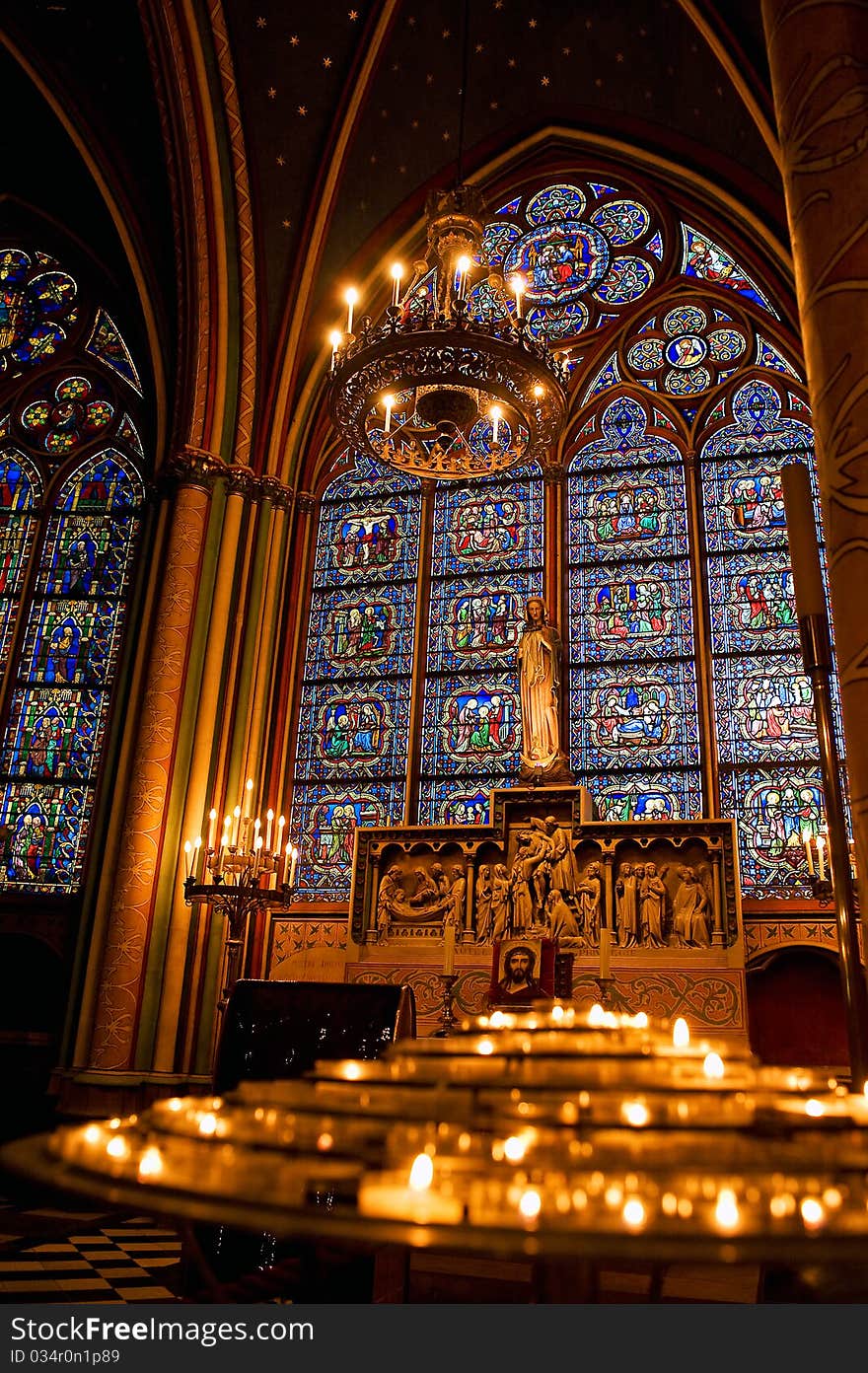 Candles Lit in the Notre-Dame Cathedral