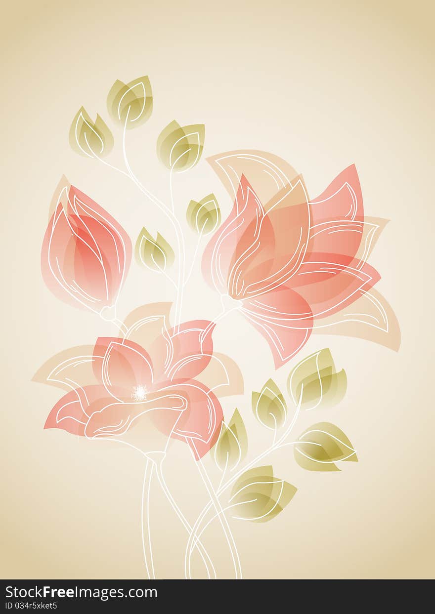 Vector picture with pink flowers