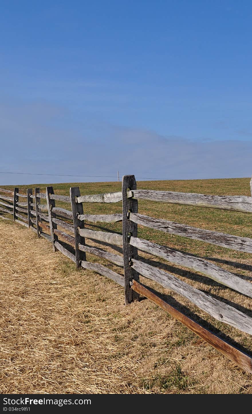 Split rail fence and blue sky at the battlefield. Split rail fence and blue sky at the battlefield