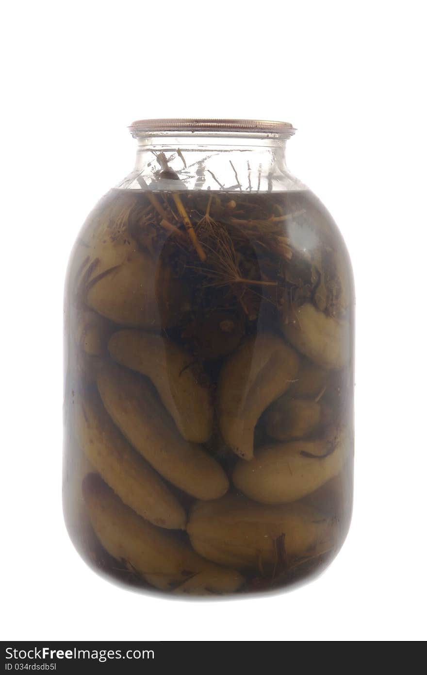 Bank of tinned cucumbers, isolated