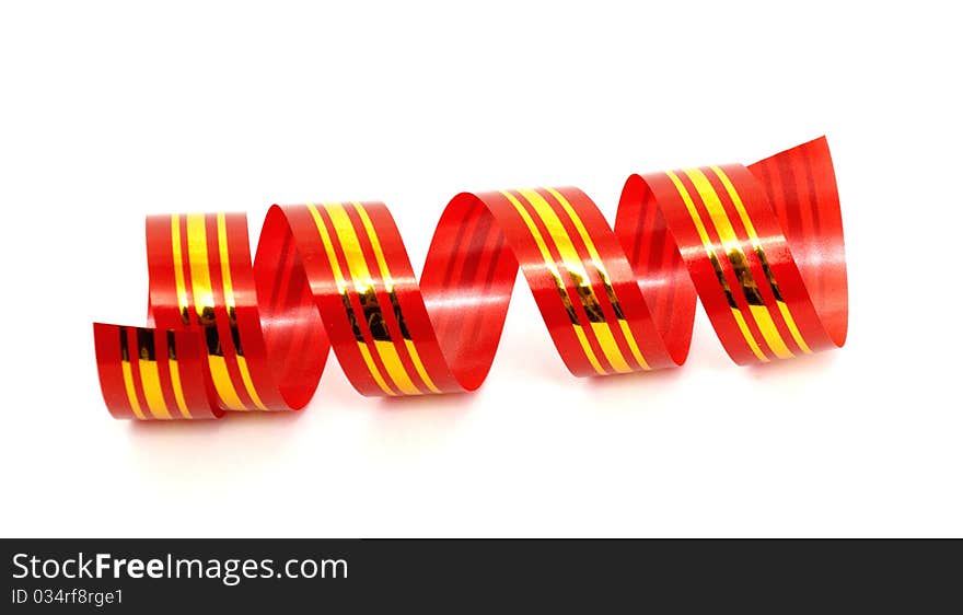 Red roll ribbon isolated on white background. Red roll ribbon isolated on white background