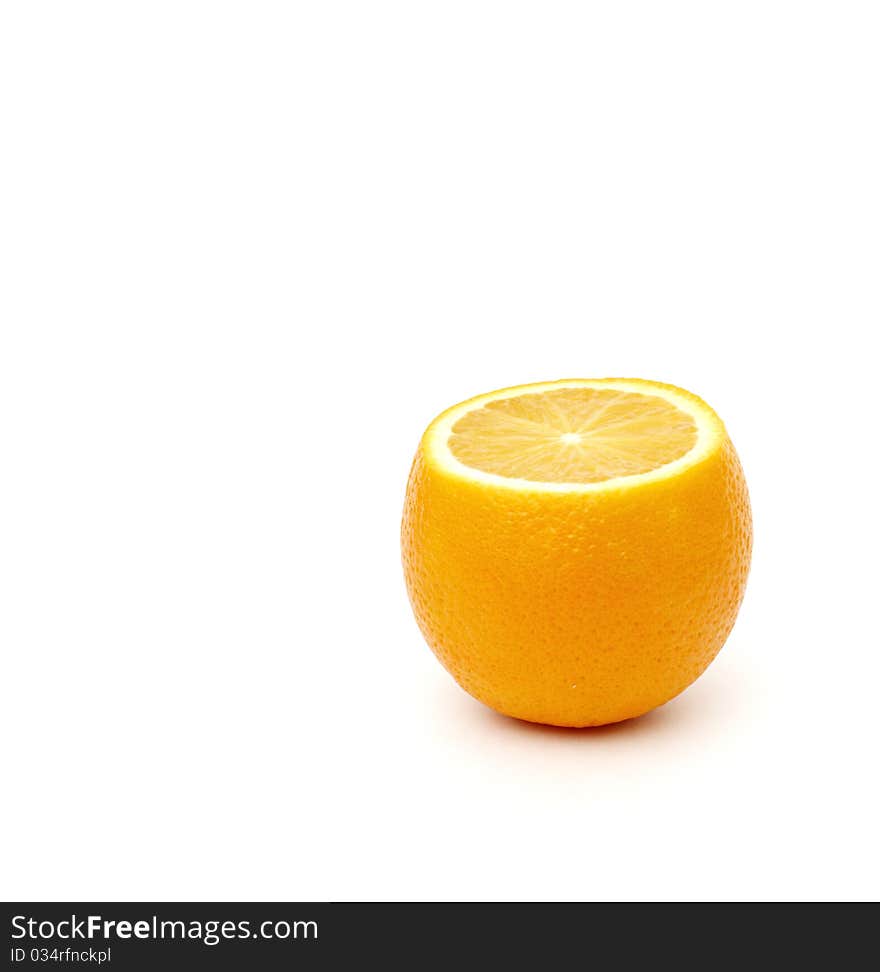 Half of orange isolated on white background