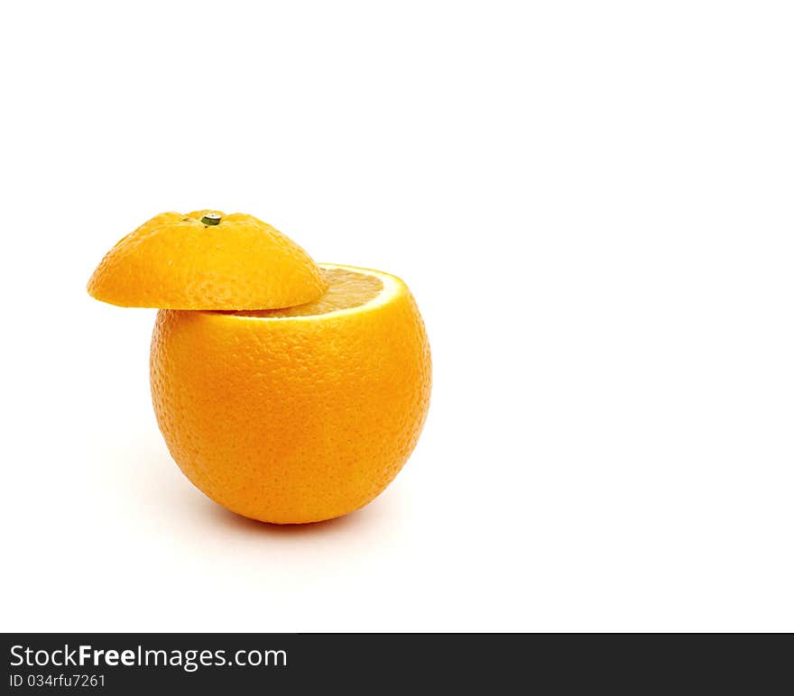 2 Half of orange isolated on white background