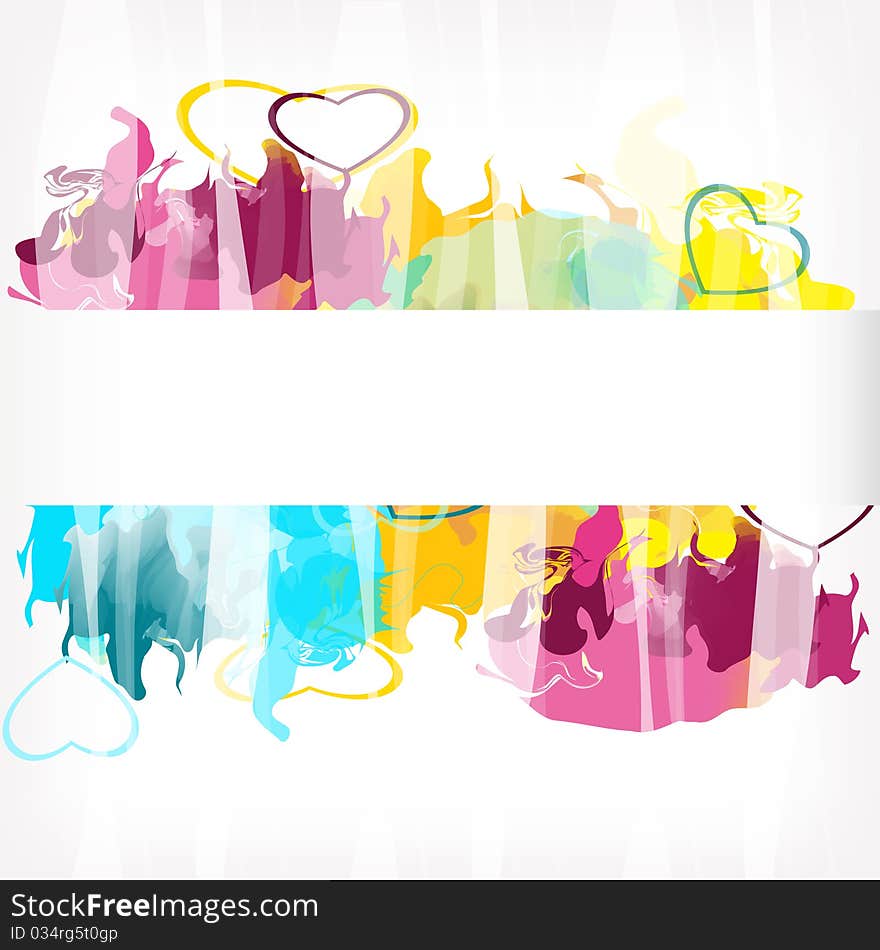 Bright colour background. Hearts and blots. Bright colour background. Hearts and blots