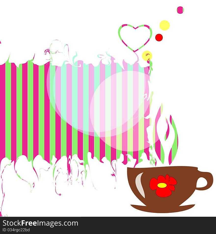 Hot cup against abstract drawing. Hot cup against abstract drawing