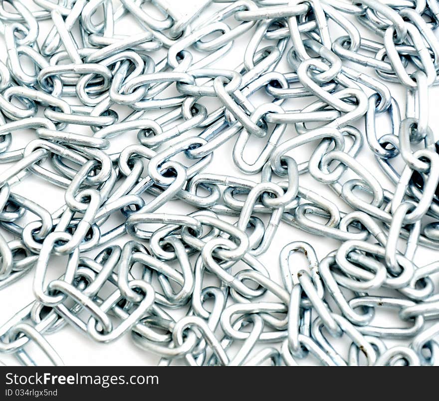 Metallic chain on a white background