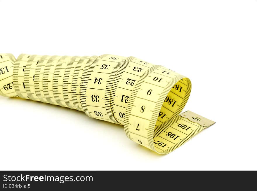 Measuring tape roll isolated on white background