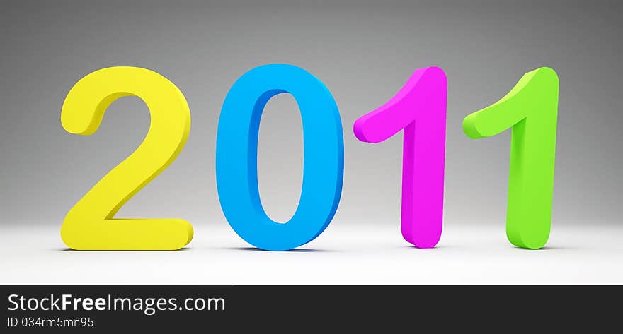 Colorful number 2011 on a gray background. Colorful number 2011 on a gray background