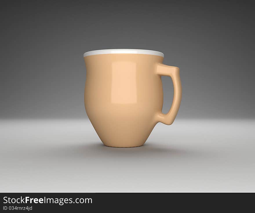 3d rendering of cup on a gray background. 3d rendering of cup on a gray background