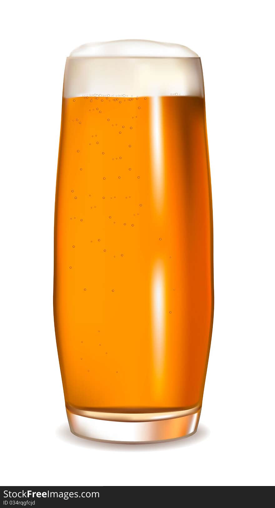 Frosty glass of light beer isolated on a white background. File contains a path to cut. Vector