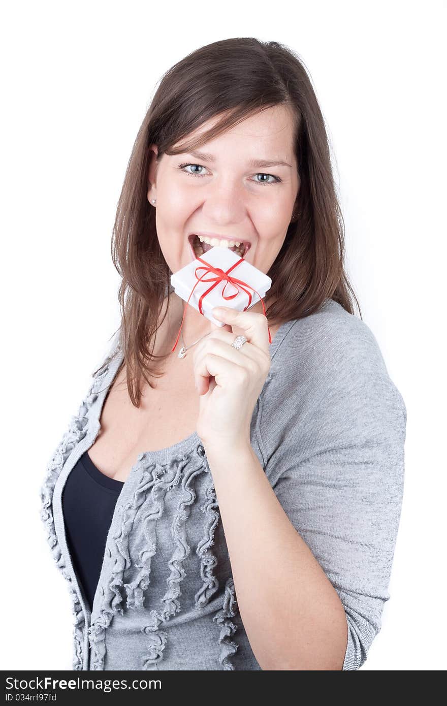 Young Girl Holding Valentine Gift