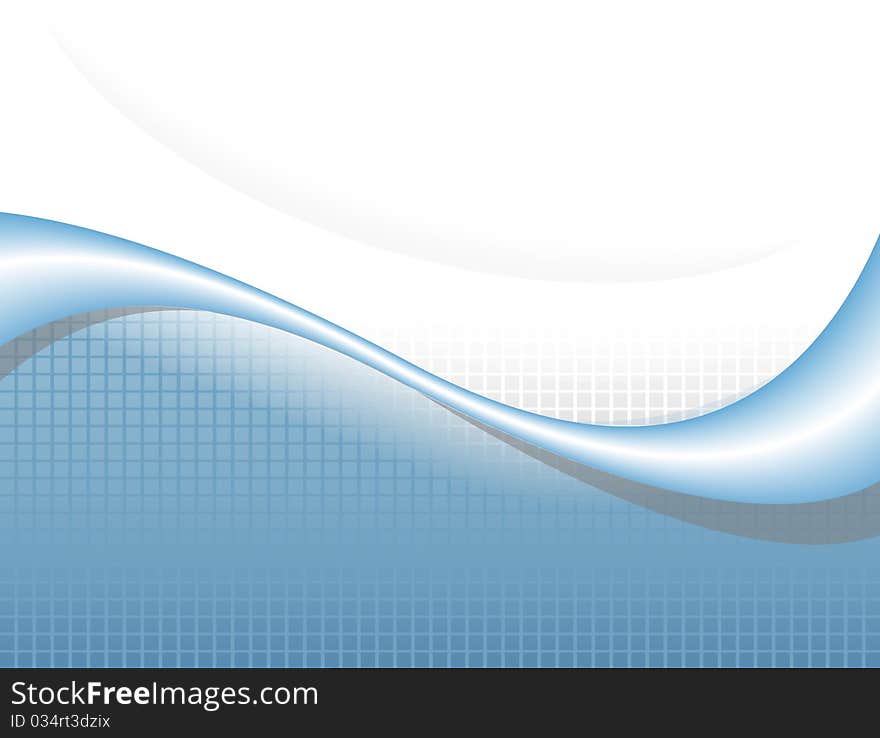 Illustration of  a  blue wave over white background