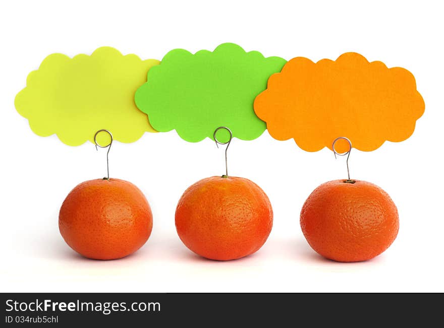 Tangerines with label tags