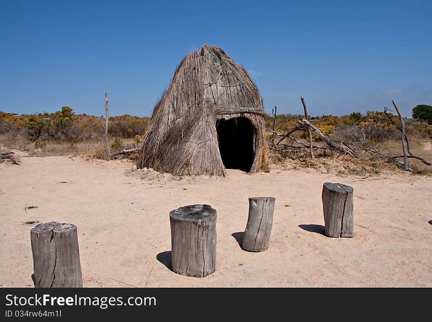 Traditional grass hut of the san bushmen people of southern africa. Traditional grass hut of the san bushmen people of southern africa