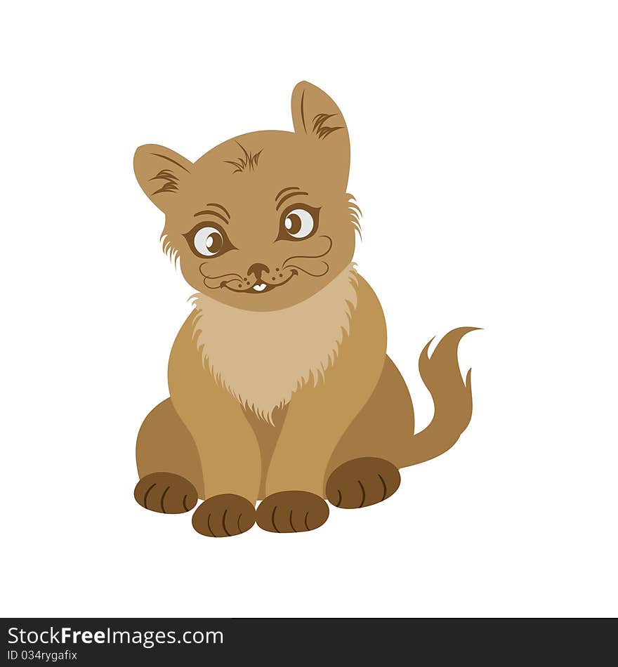 Illustration hand drawn portrait cat isolated - vector