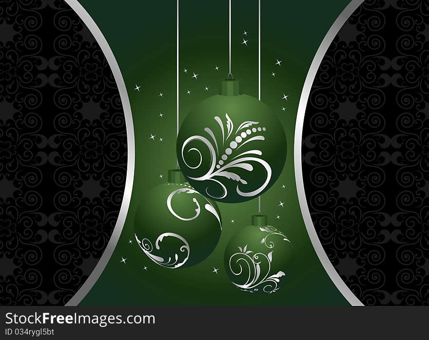 Illustration christmas background with set balls - vector