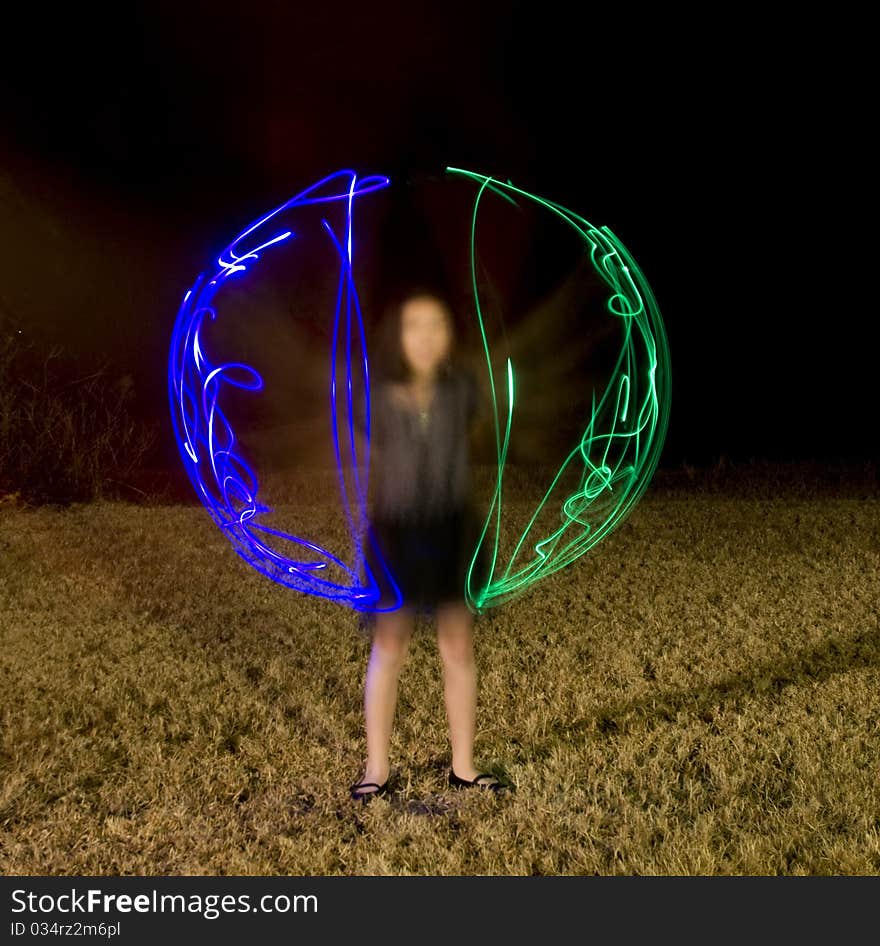 Angel Made from LED Lights with Blur Motion.