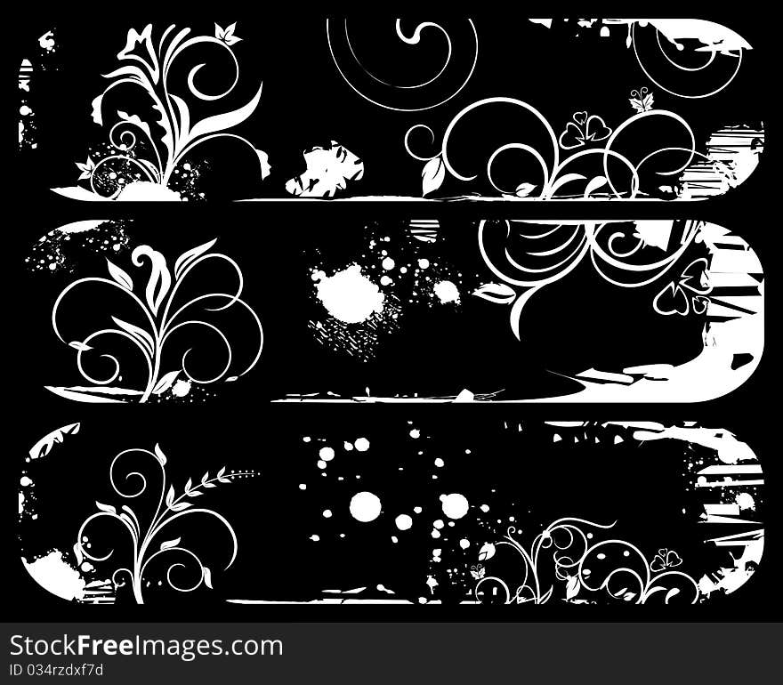 Illustration of set abstract grunge banners. Vector