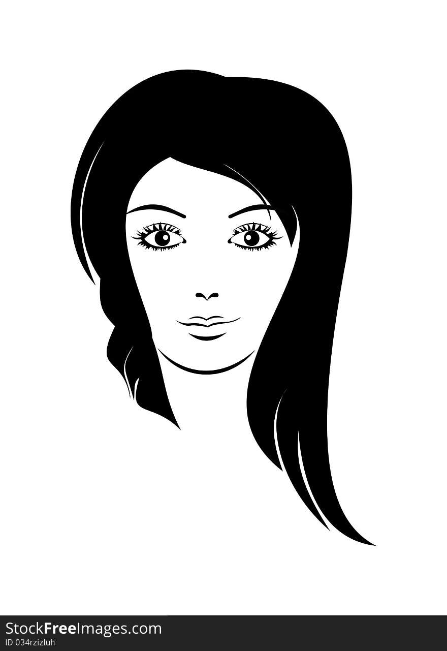 Illustration beautiful girl, female icon - vector