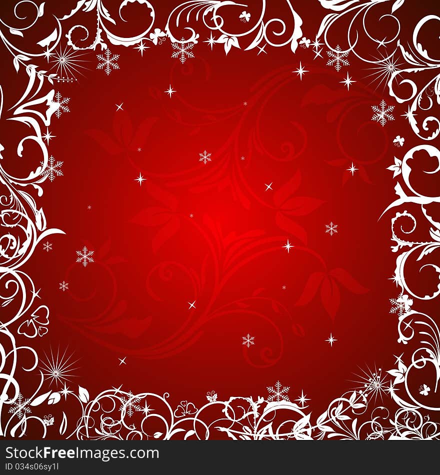 Luxury red winter floral frame - vector