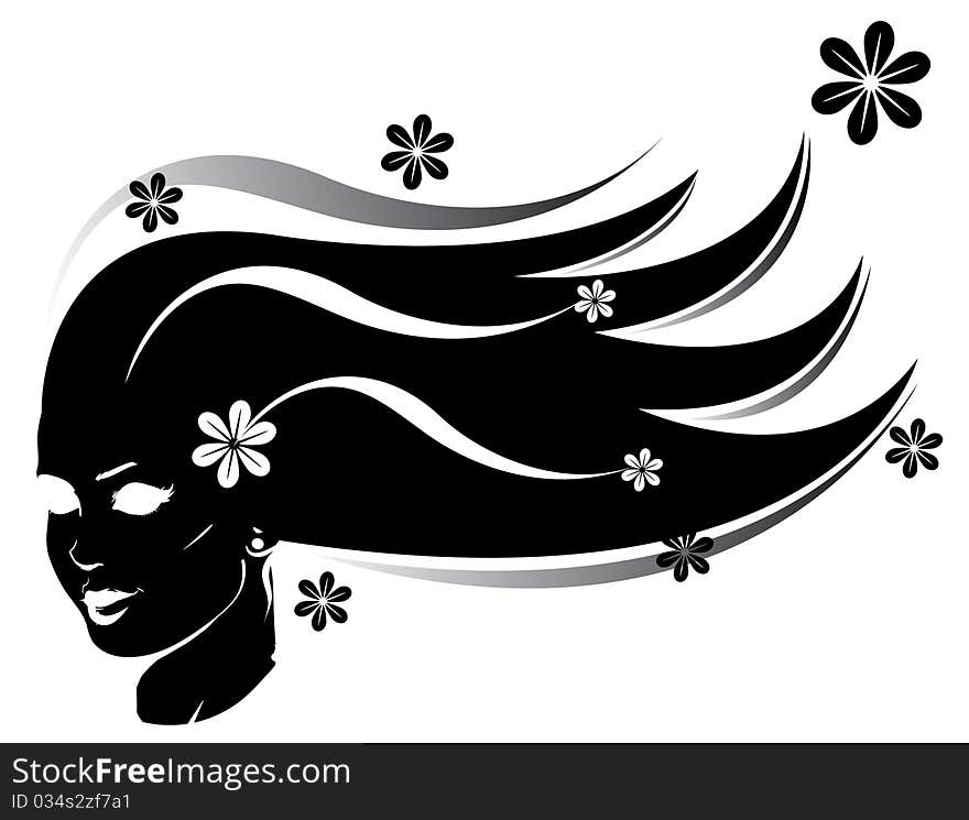 Abstract women love flowers illustration