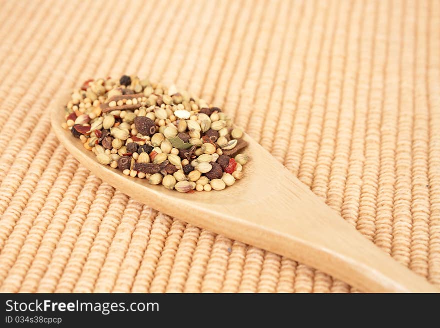 Spices Mixed Over The Spoon