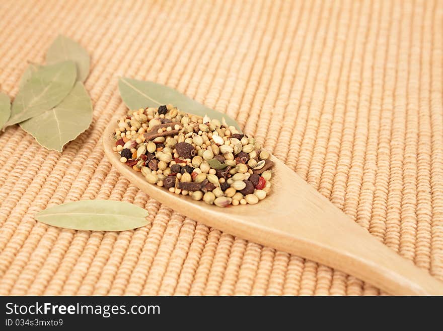 Spices mixed over the spoon