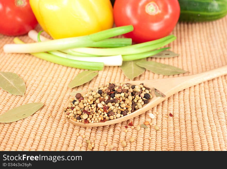 Spices mixed over the spoon