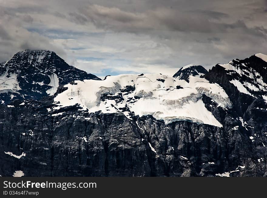 Glacier on the east side of the Jungfrau peak Bernese Alps Switzerland. Glacier on the east side of the Jungfrau peak Bernese Alps Switzerland